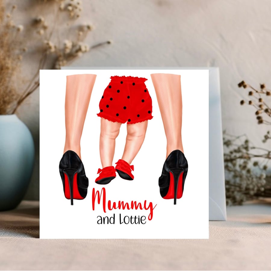 Personalised Card for Mothers Day - Mummy & Baby Legs  with design options