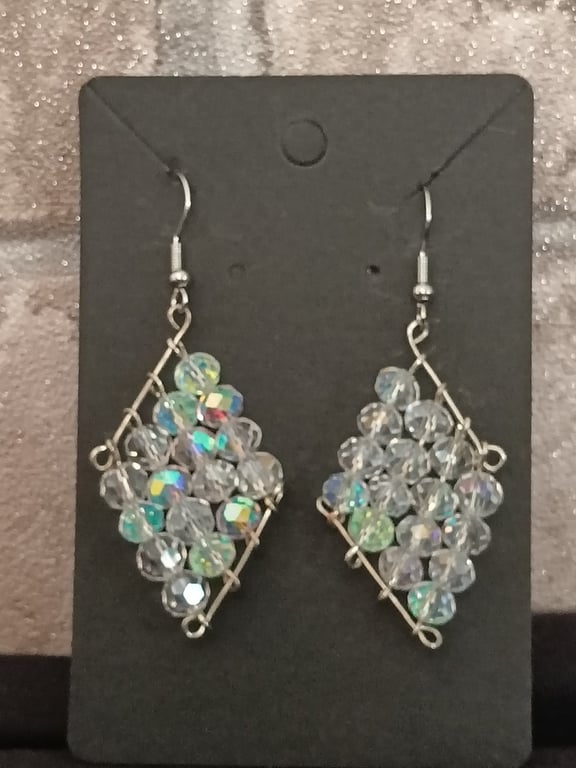 Beaded  Diamond Drop Earring Handmade