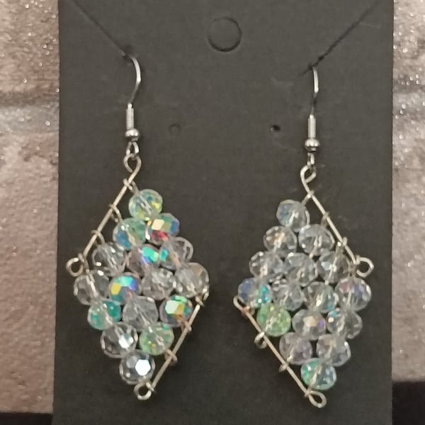 Beaded  Diamond Drop Earring Handmade