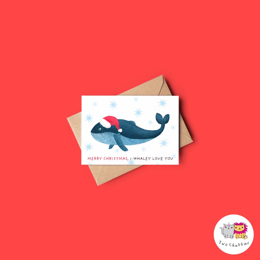 Whale Christmas Card, A6 Christmas Card, Cute Animal Christmas Card
