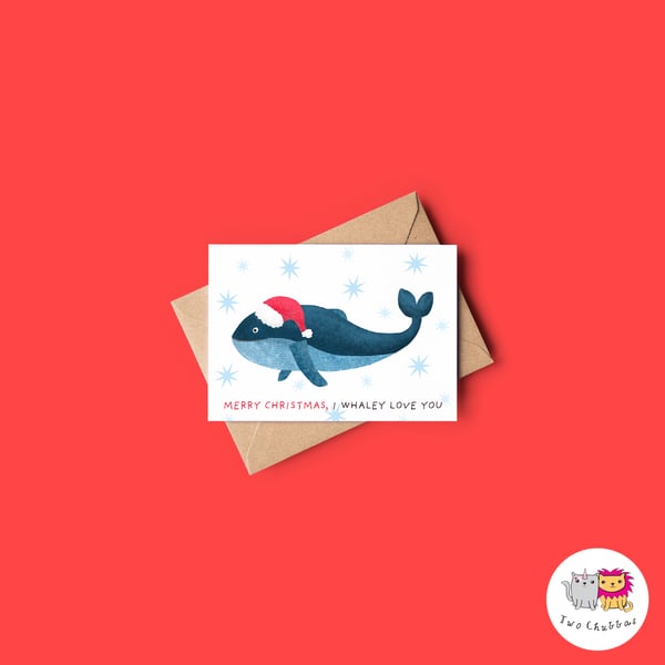 Whale Christmas Card, A6 Christmas Card, Cute Animal Christmas Card