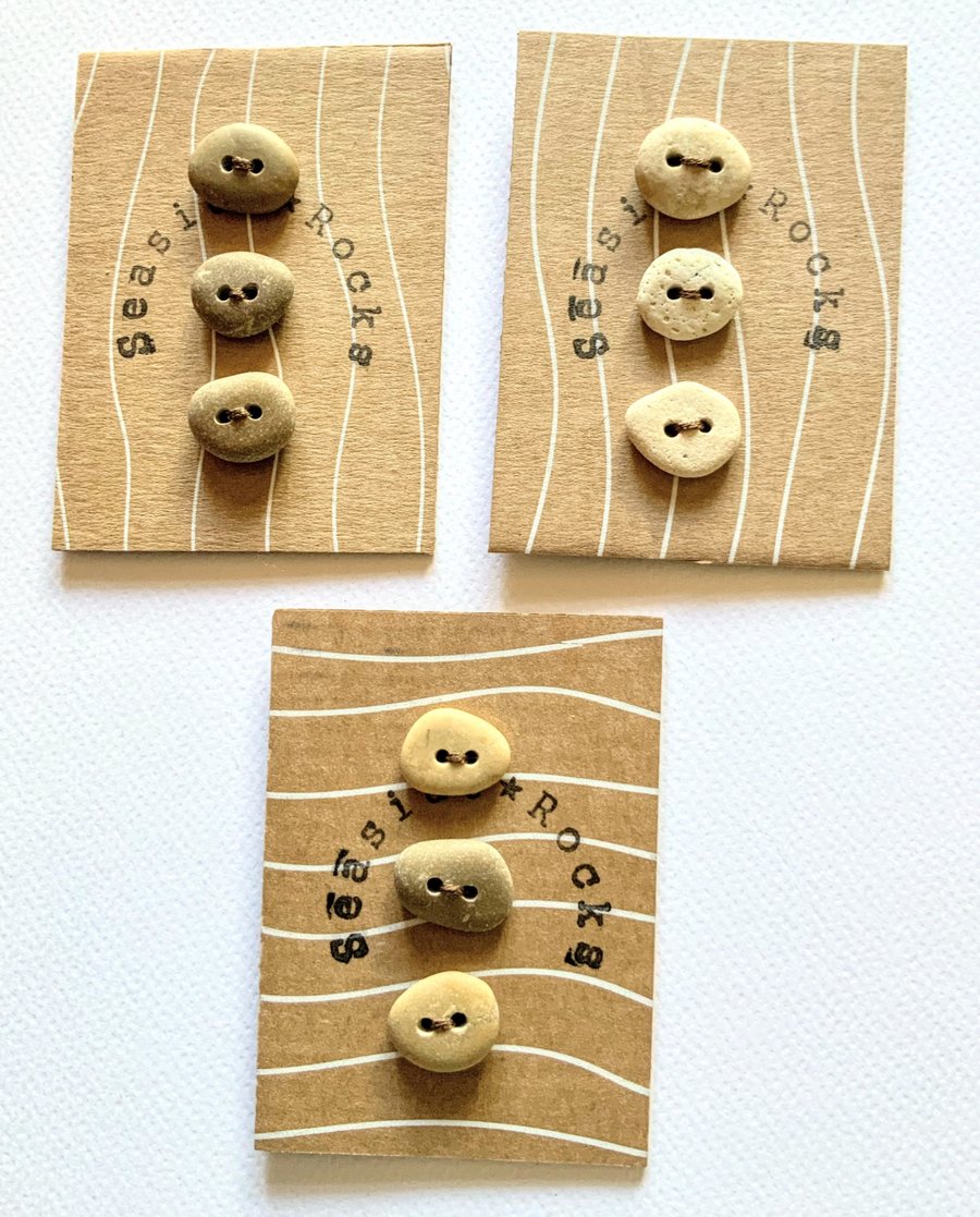 Small Beach Pebble Buttons Soft Neutrals