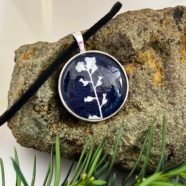 Forget Me Not Cyanotype Pendant Necklace no2