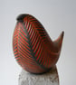 Raku carved bird (D) Orange - Image 2