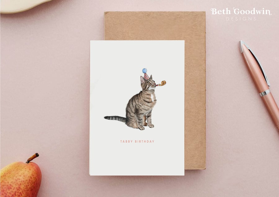 Tabby Cat Birthday Card - Tabby Birthday Card, Funny Pet Cards