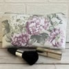 Pastel floral make up bag with lilac and white flowers