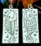 Fish earrings, goldfish, long silver earrings, hallmarked, animal earrings - Image 3