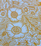 Square Floral Lino Print Card in Blue  - Image 4