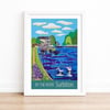 Surbiton by the river travel poster print by Susie West