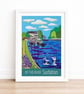 Surbiton by the river travel poster print by Susie West - Image 1