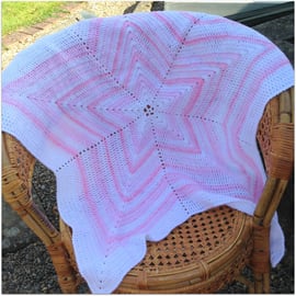 Baby Blanket Pink and White Star