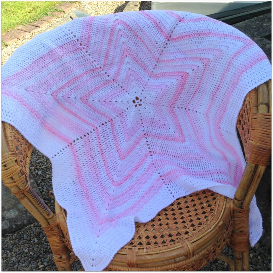 Baby Blanket Pink and White Star