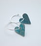 Heart hoop earrings in turquoise with ditsy flower print - Image 2