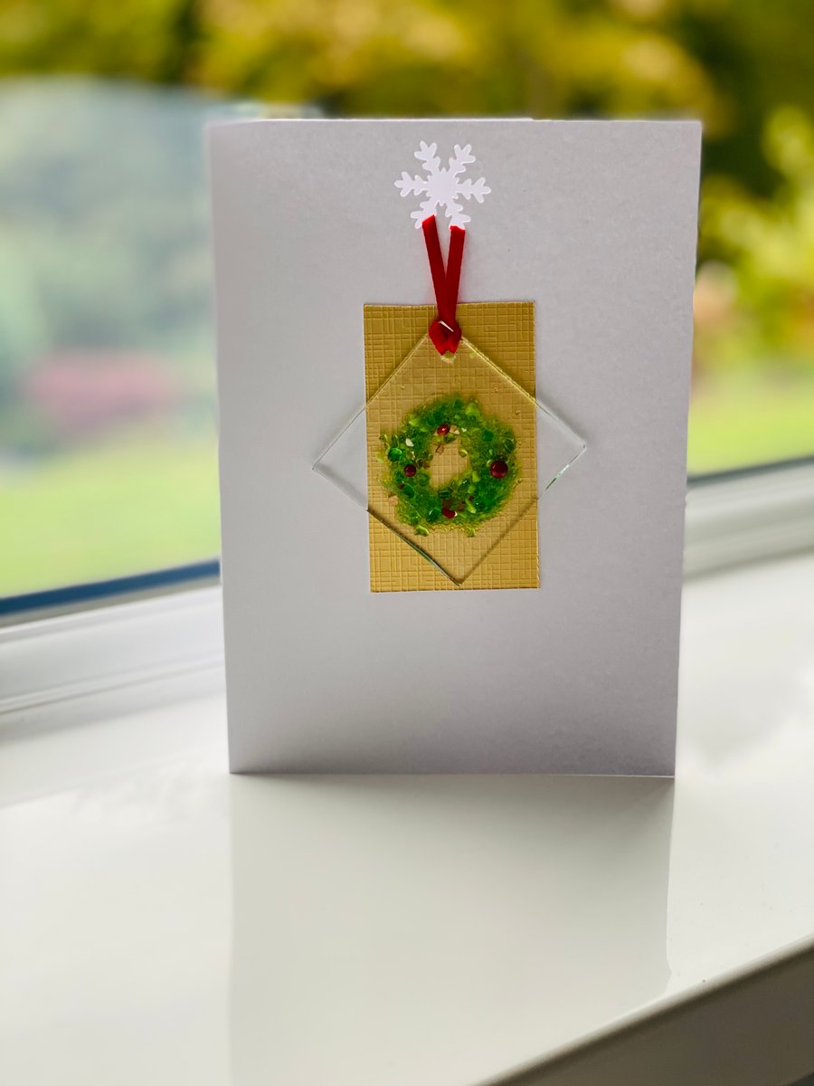 Fused glass keepsake Christmas card