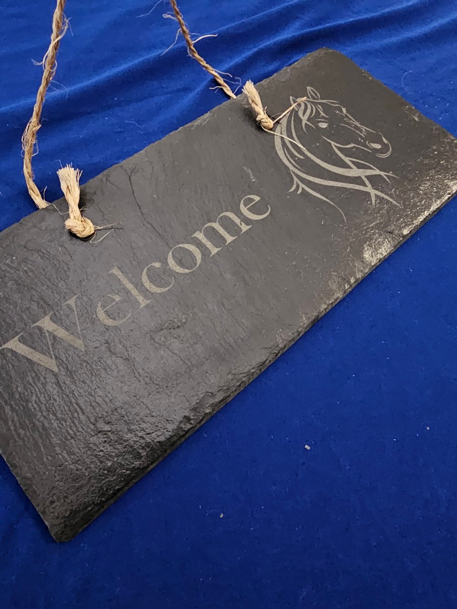 Slate welcome sign horse design 