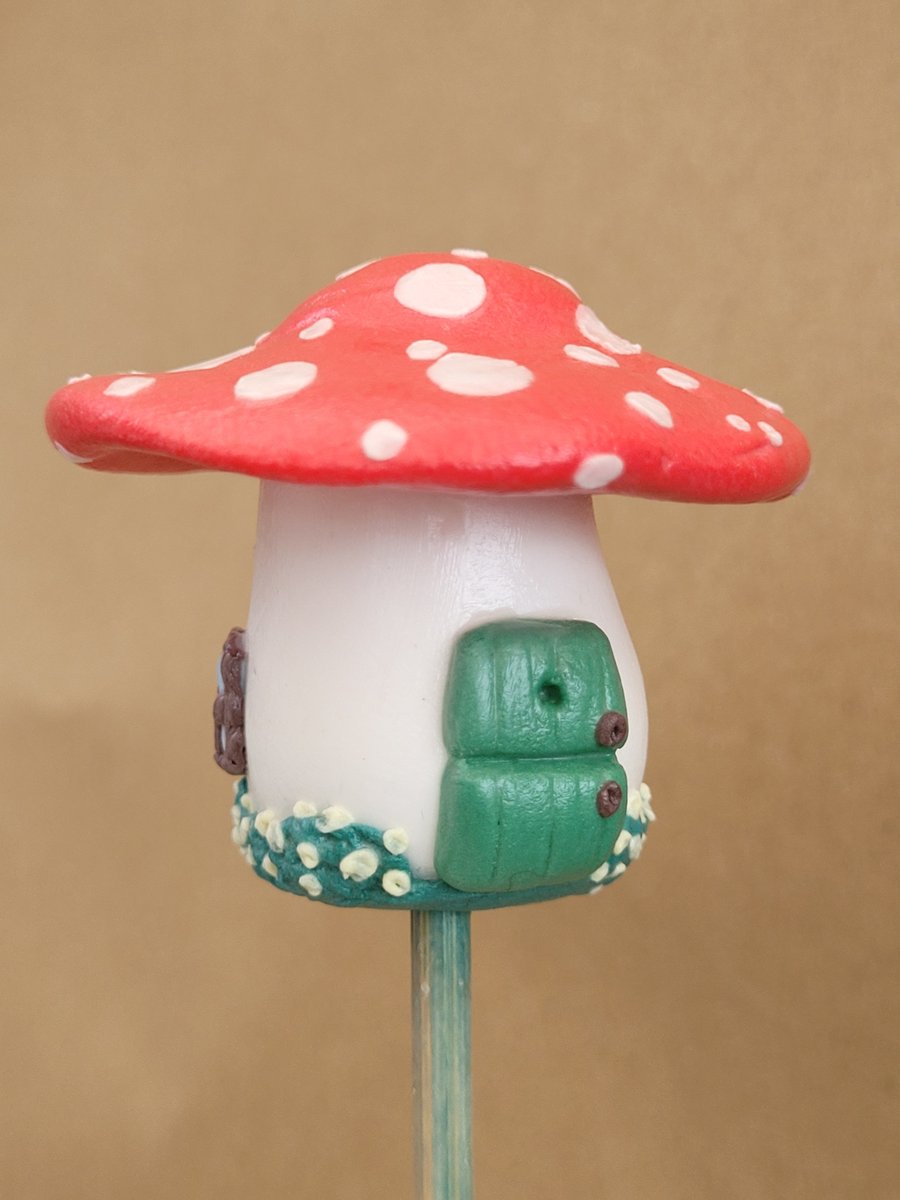 Green Stable door Fairy mushroom home House Plant Pot Ornament - Pot Pal