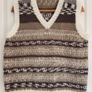 Hand Knit Tank Top - Brown and Cream