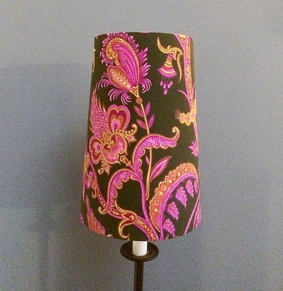 French Art Nouveau Style Pink lampshade in Ornate Vintage Fabric
