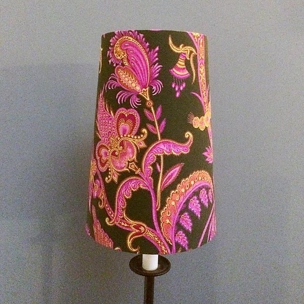 French Art Nouveau Pink Olive lampshade 'Samarcande' Rominex Vintage Fabric