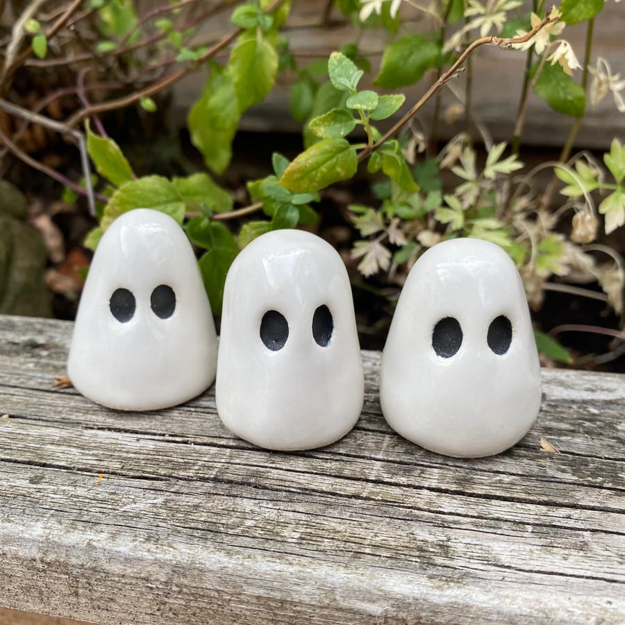 Tiny Ceramic Ghost - Cute Ghost - Pocket Ghost - Pottery Ghost