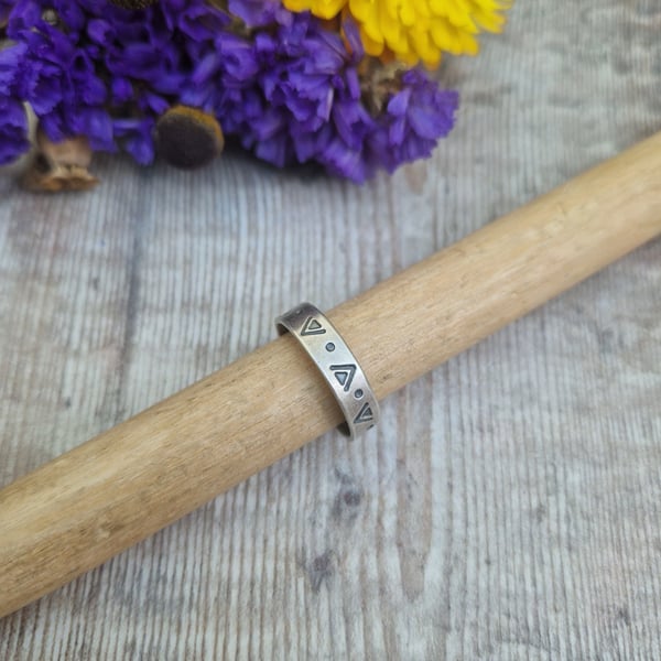 Sterling Silver Boho Style Stamped Ring - JBJ4014