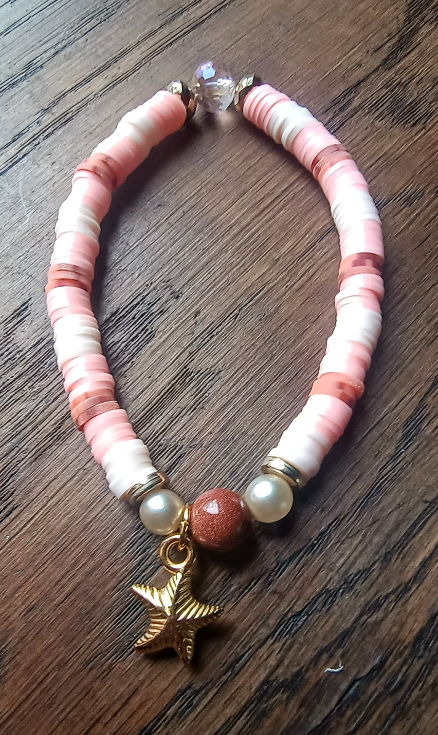 "Adrift" - Stretchy clay polymer and bead fashion bracelet 