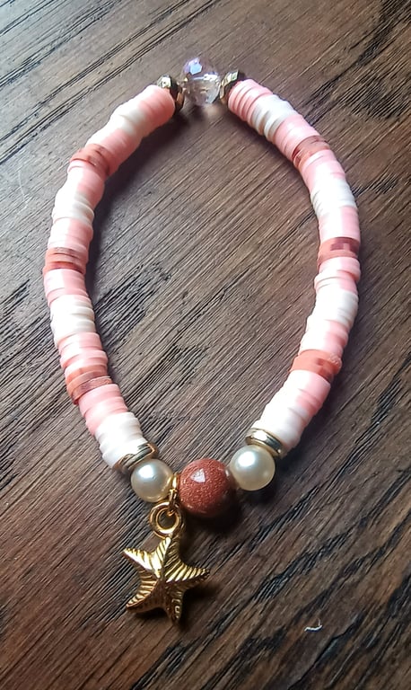 "Adrift" - Stretchy clay polymer and bead fashion bracelet 