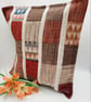 Red themed patchwork cushion cover,  envelope backed.   - Image 4