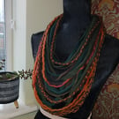 Handmade upcycled Boho infinity scarf Pumpkin Spice