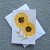 sunflower original art hand painted blank greetings card ( ref F 252 )