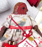 Liesel,  A  Tiny Hand Embroidered Christmas Robin Folk Art Doll - Image 2