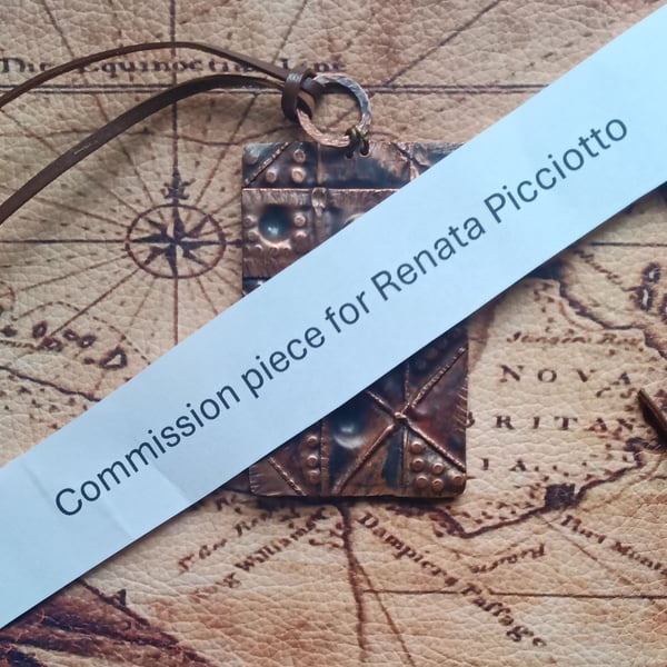Commission Piece for Renata - Rustic Copper Foil Fold Form Pendant