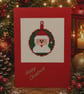Handmade Cross Stitch Santa in a Bauble Christmas Card – 6 x 4 Inch