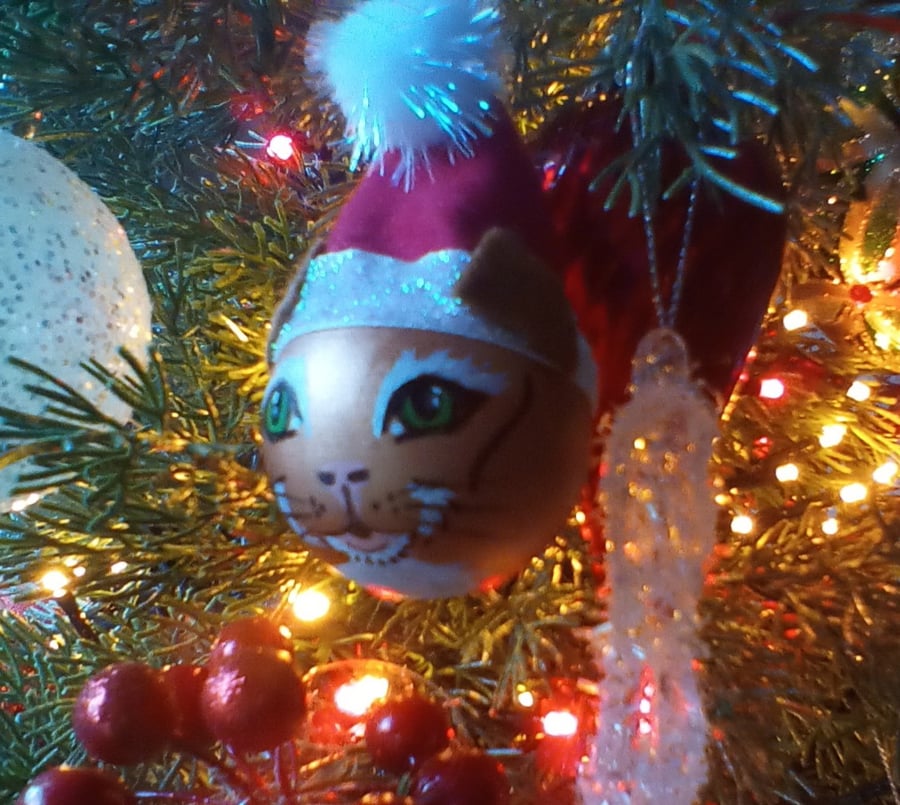 Cat Christmas Tree Bauble Xmas Decoration