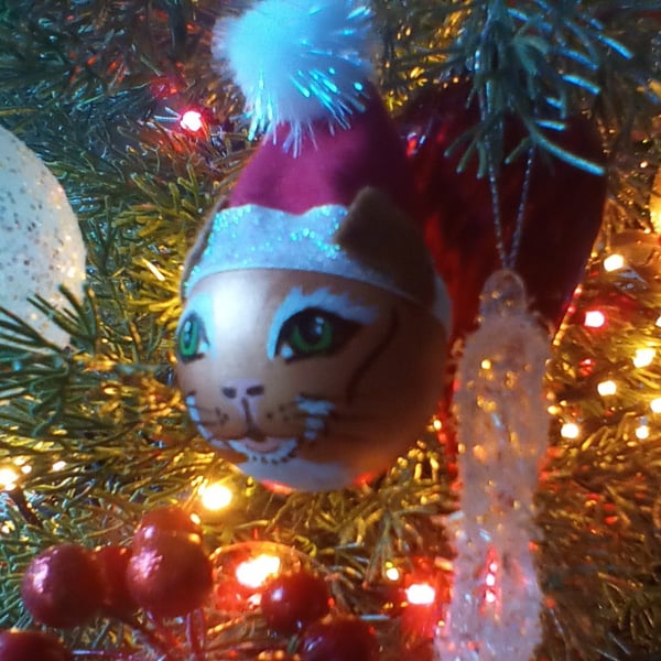 Cat Christmas Tree Bauble Xmas Decoration