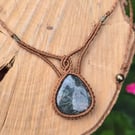 Moss Agate Macrame Gemstone Necklace 