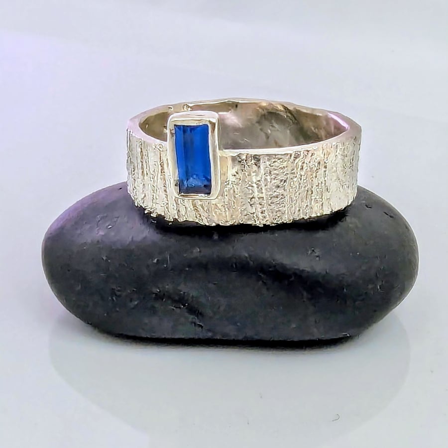 STERLING SILVER Blue Spinel Ring, Handmade Urban Jewellery