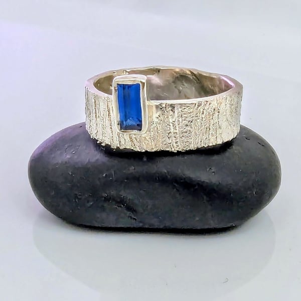 STERLING SILVER Blue Spinel Ring, Handmade Urban Jewellery