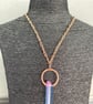 Boho Hammered Copper Rainbow Quartz Point Pendant with Infinity Link Chain - Image 5
