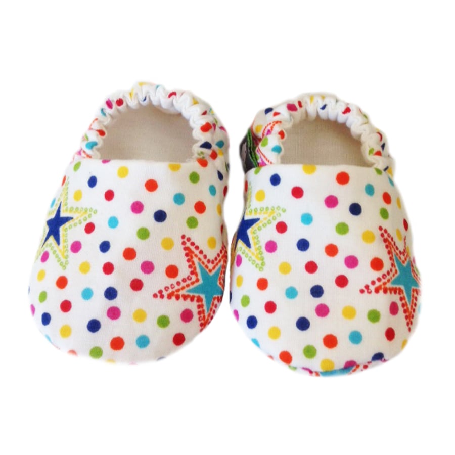 BELLAOSKI Handmade DOTTY STARS Slipper Pram Shoes BABY GIFT IDEA 0-24M