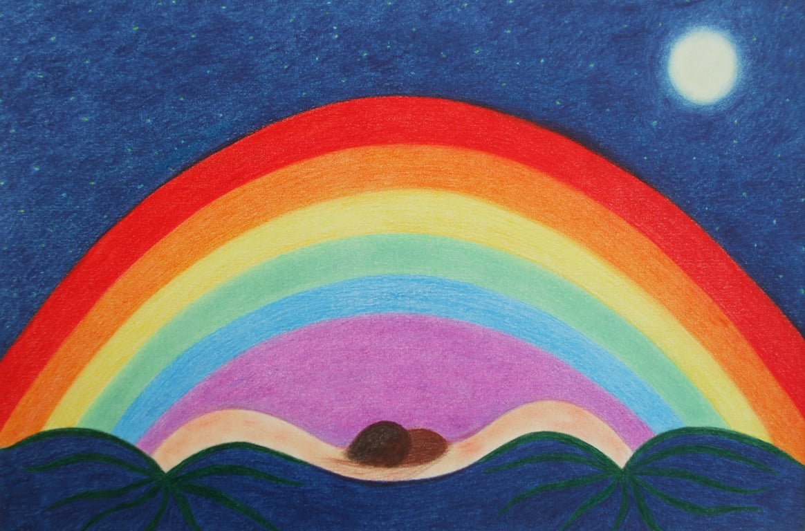 Rainbow Art Print, Spiritual Romantic Picture, Anniversay Gift for Him, For Her