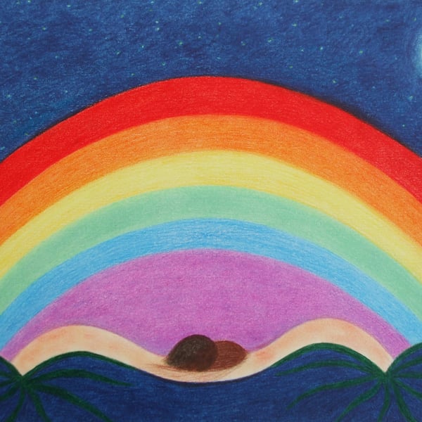 Rainbow Art Print, Spiritual Romantic Picture, Anniversay Gift for Him, For Her