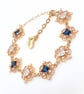 Vintage Style Sapphire Crystal Gold Bracelet, Regency Inspired Jewelry