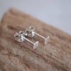 Teeny tiny square stud earrings, Silver studs, small square studs.