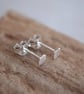 Teeny tiny square stud earrings, Silver studs, small square studs.