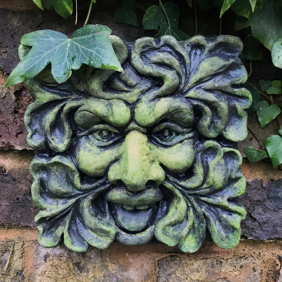 Square Green Man Plaque plus Free Pocket Green Man