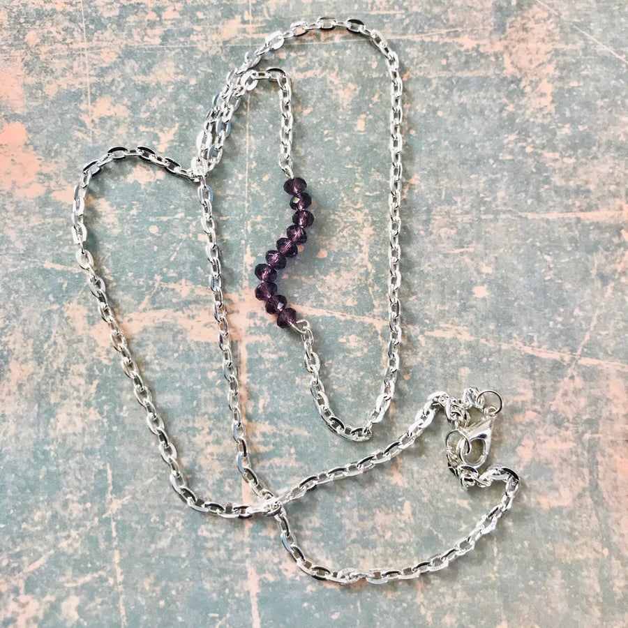 Chain Necklace With Purple Bead Detail