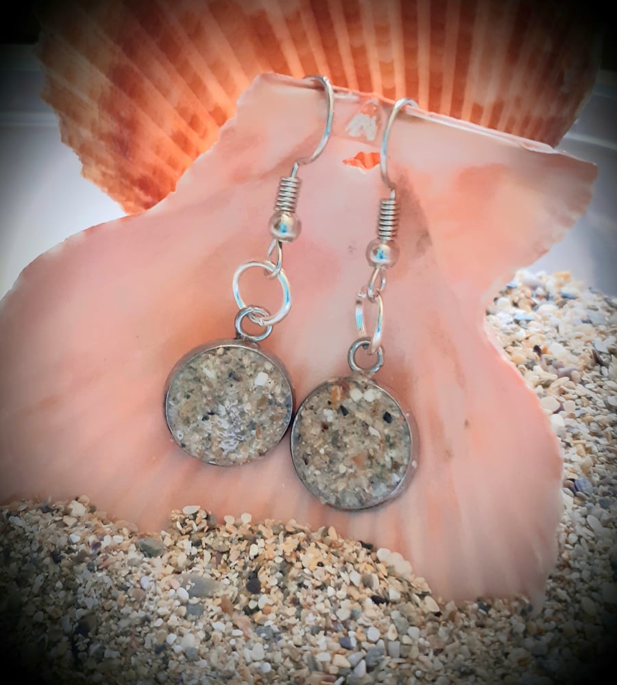 Tolcarne Beach sand filled drop earrings