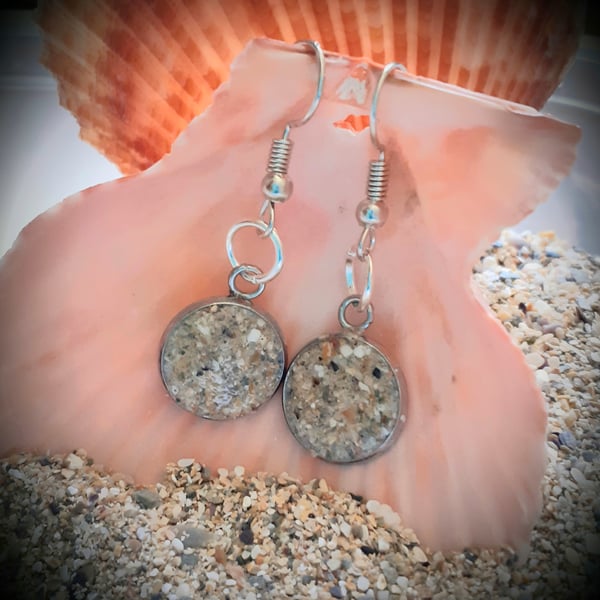 Tolcarne Beach sand filled drop earrings