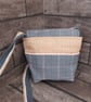 Upcycled Coffee Sack - Mini Shoulder Bag - Grey and pink check - Image 4